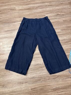 Navy Blue Charter Club Luxury 100% Linen pants/trousers, wide leg, Size L